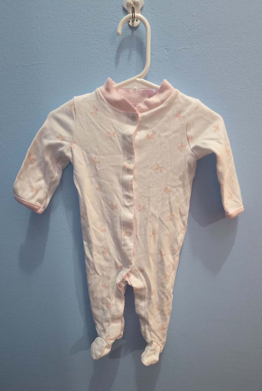 Baby Girl Footed Sleeper Pink butterfly Print